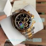 New Upgraded Copy Rolex Daytona Black Dial 2-Tone Gold Men's Watch